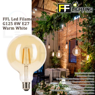 FFLighting Led Filament Bulb G125 8W E27 Warm White